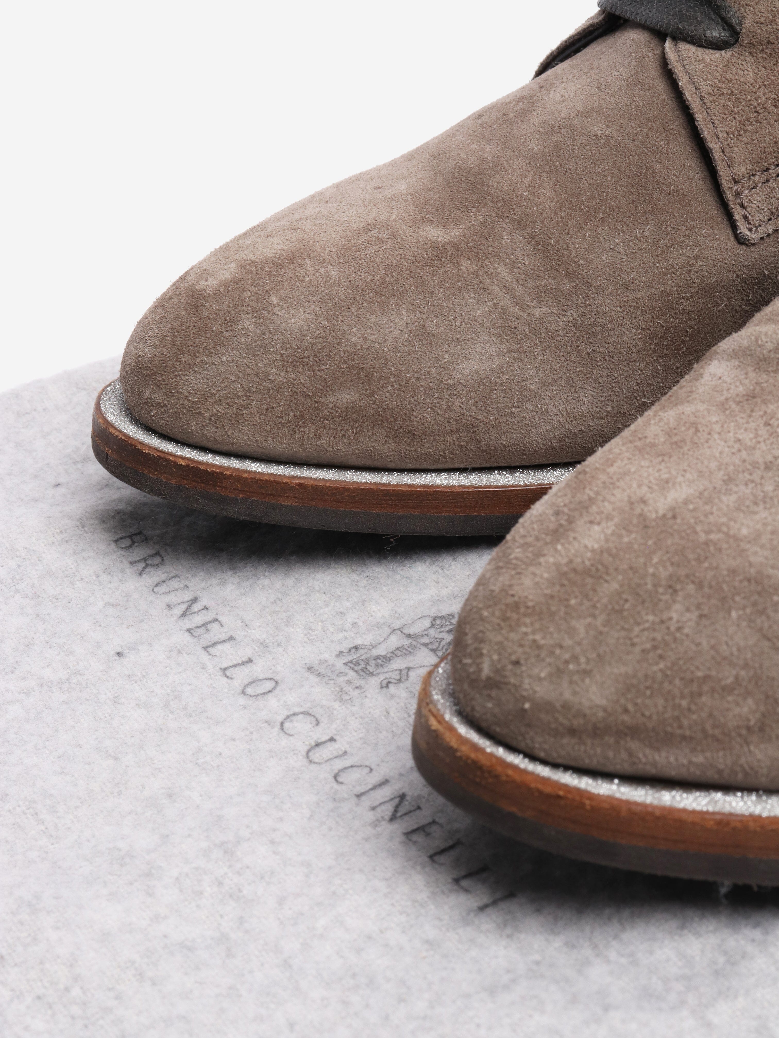 Taupe suede lace-up shoes - size EU 38 Flat Shoes Brunello Cucinelli 