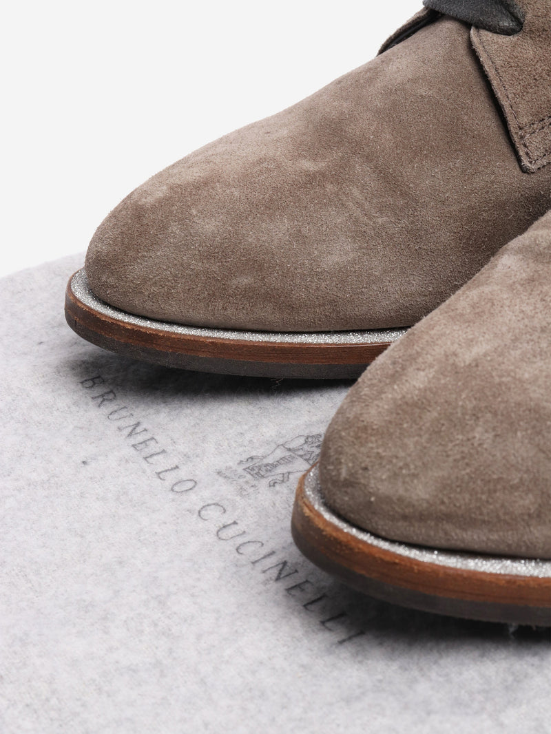 Taupe suede lace-up shoes - size EU 38 Flat Shoes Brunello Cucinelli 