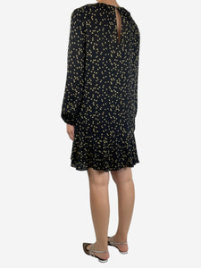 Theory Black sun-printed silk mini dress - size UK 12