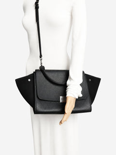 Black leather and suede Trapeze bag Shoulder bags Celine 