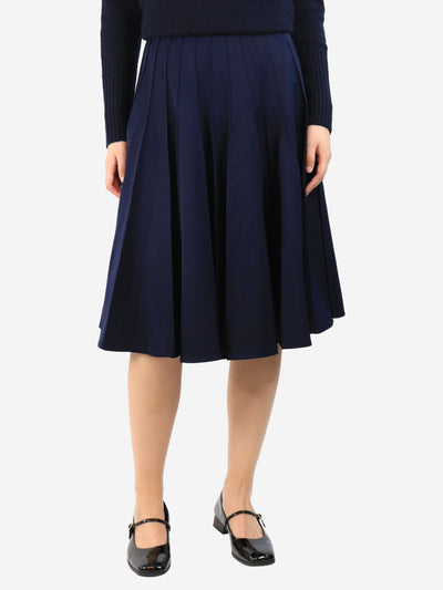 Navy blue pleated wool midi skirt - size UK 8 Skirts Bottega Veneta 
