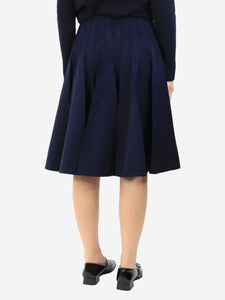 Bottega Veneta Navy blue pleated wool midi skirt - size UK 8