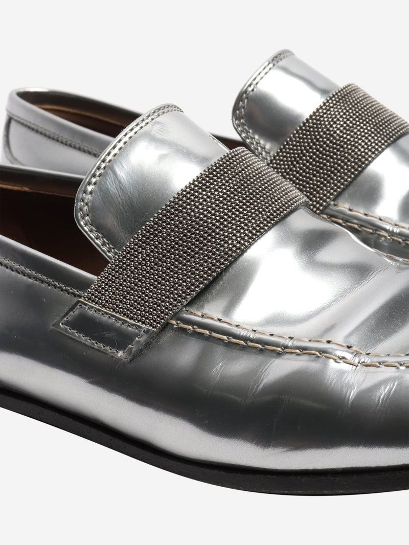Silver chrome loafers - size EU 38 Flat Shoes Brunello Cucinelli 