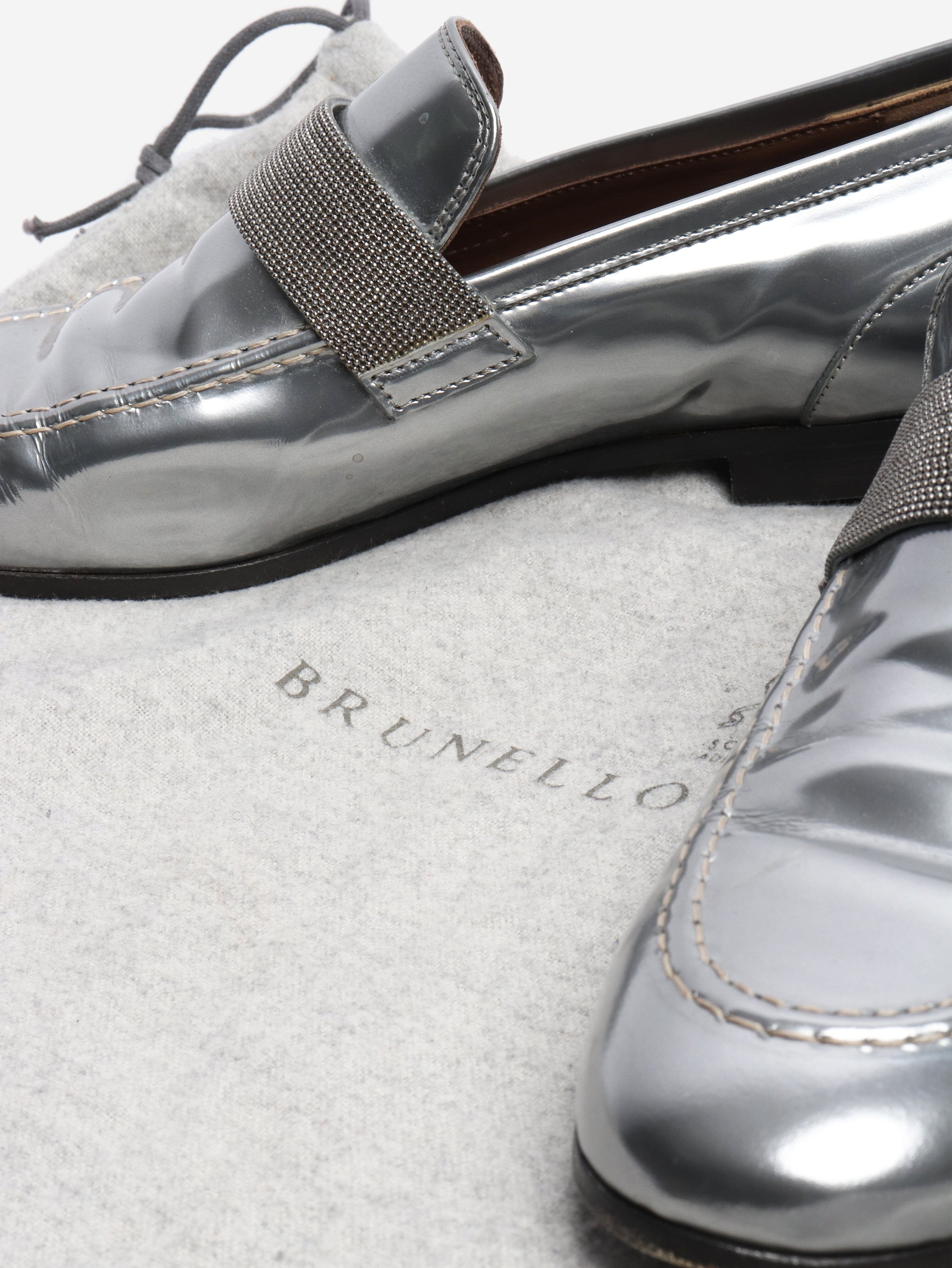 Silver chrome loafers - size EU 38 Flat Shoes Brunello Cucinelli 