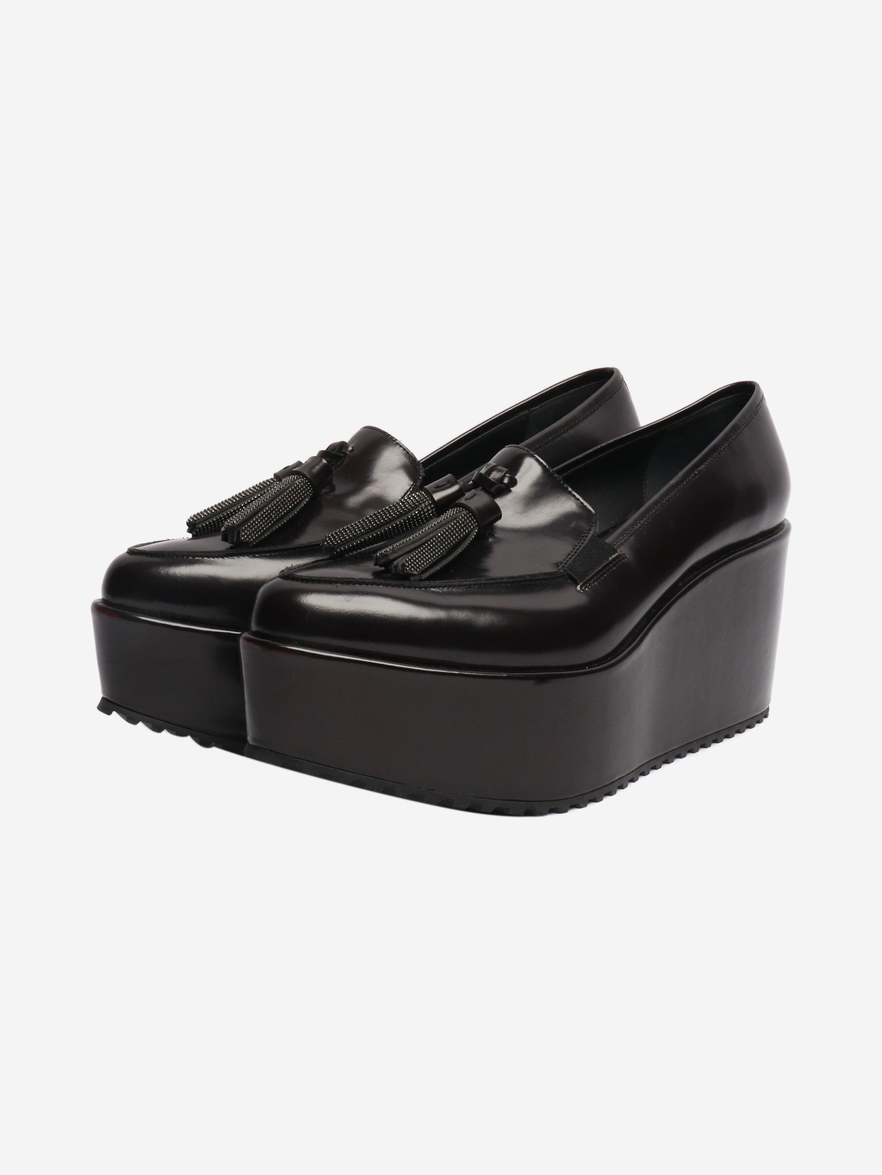 Dark brown tassel platform loafers - size EU 38 Flat Shoes Brunello Cucinelli 