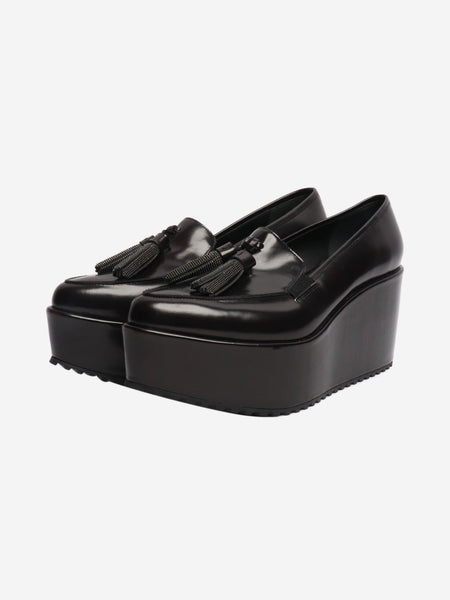 Dark brown tassel platform loafers - size EU 38 alternate image