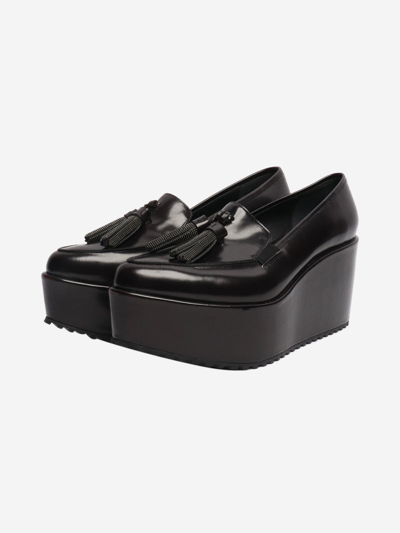 Dark brown tassel platform loafers - size EU 38 Flat Shoes Brunello Cucinelli 