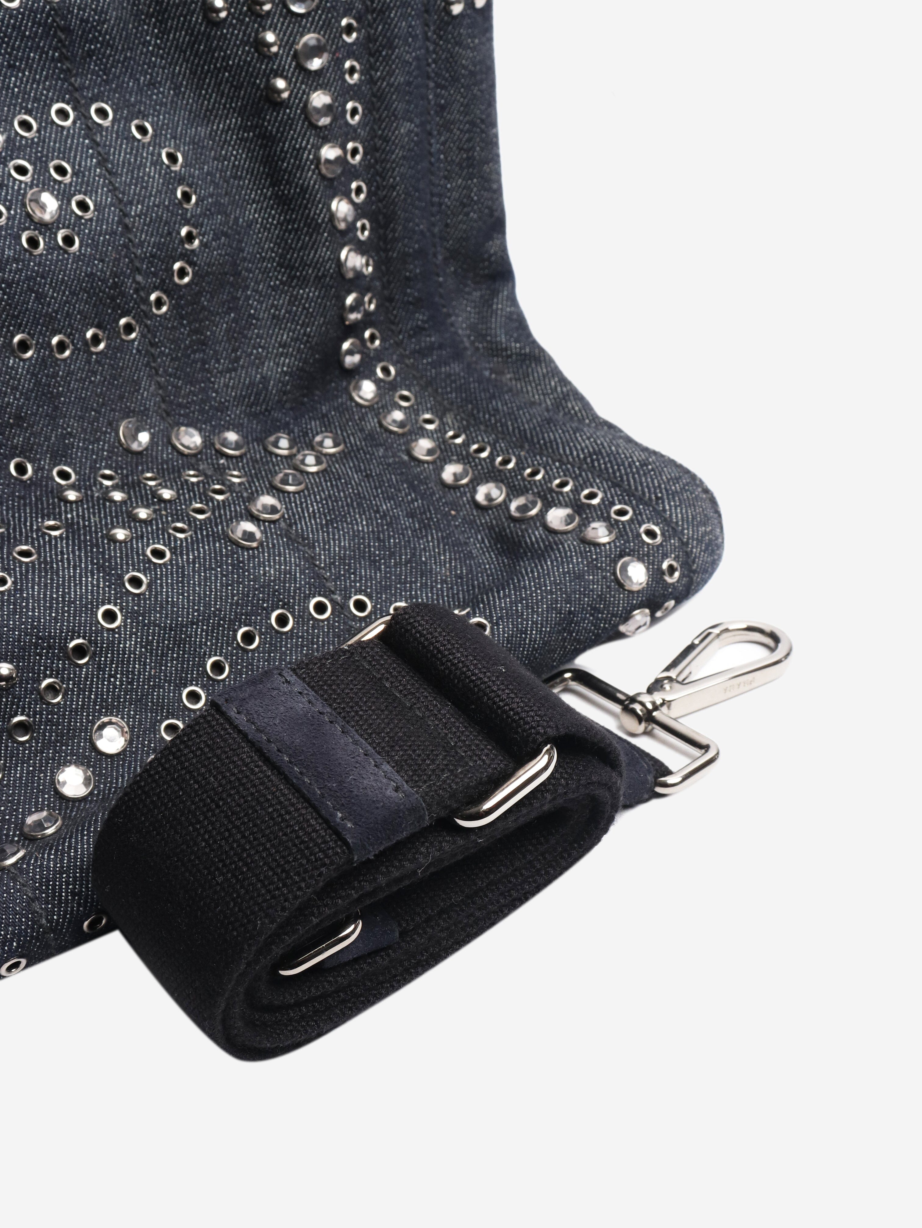 Indigo denim bejewelled 2way tote Shoulder bags Prada 