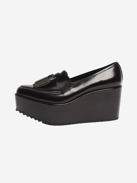 Dark brown tassel platform loafers - size EU 38 product image