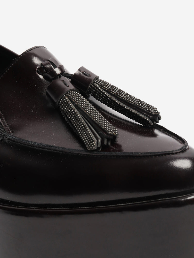 Dark brown tassel platform loafers - size EU 38 Flat Shoes Brunello Cucinelli 