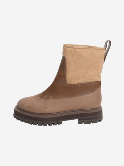 Brown leather and cashmere boots - size EU 38 (UK 5) Shoes Loro Piana 