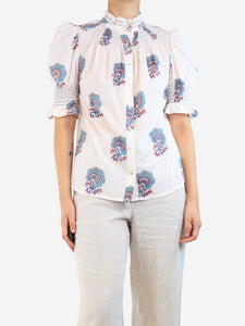Andion White floral cotton blouse - size