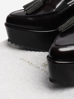 Dark brown tassel platform loafers - size EU 38 Flat Shoes Brunello Cucinelli 