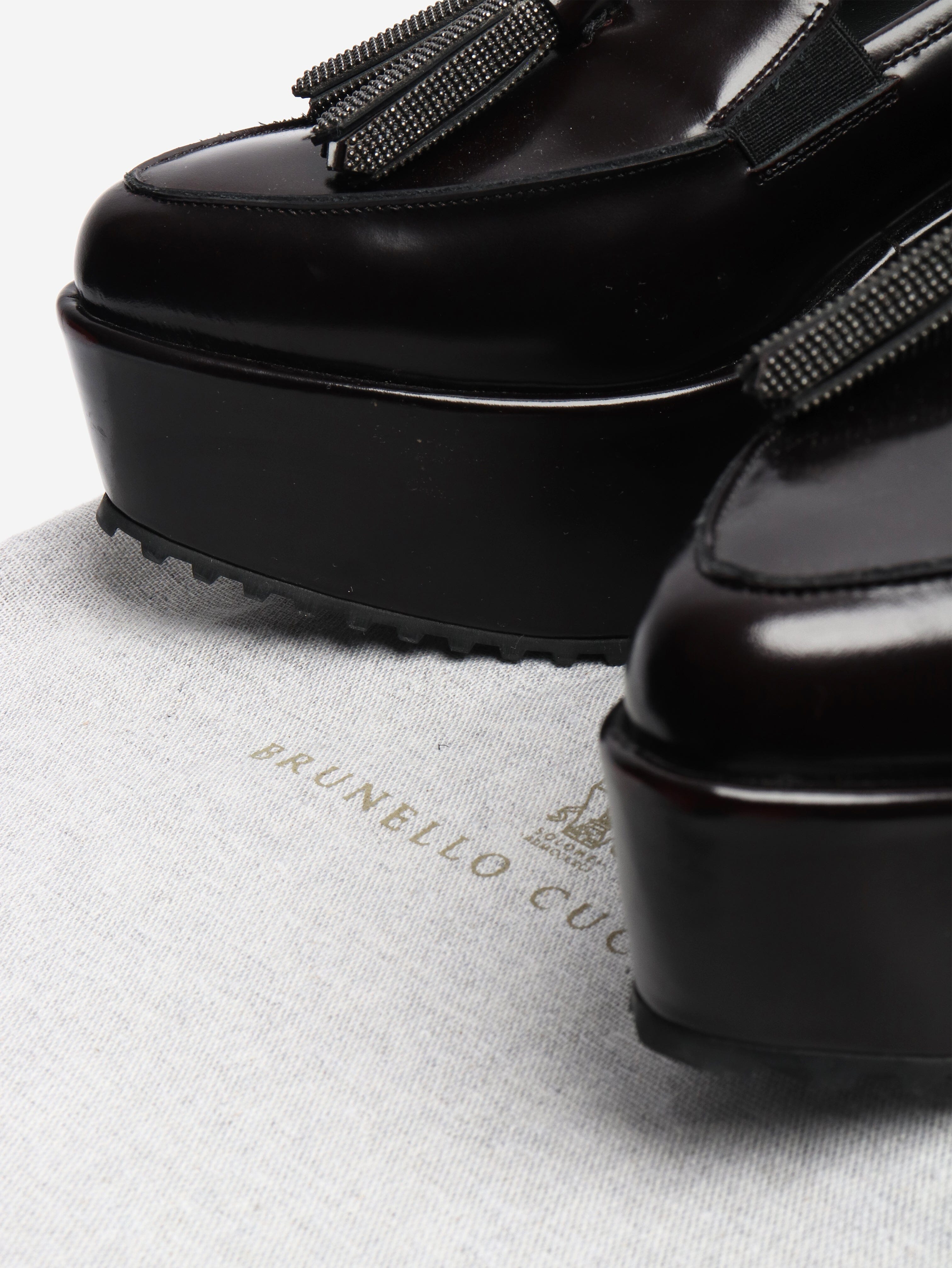 Dark brown tassel platform loafers - size EU 38 Flat Shoes Brunello Cucinelli 