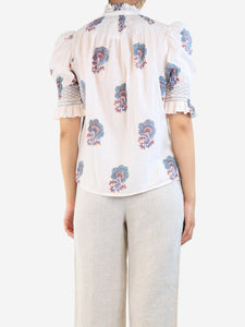Andion White floral cotton blouse - size