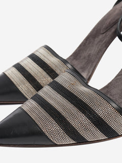 Black leather and sparkly beaded pumps - size EU 38 Heels Brunello Cucinelli 