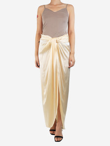 Johanna Ortiz Cream silk midi skirt - size UK 10