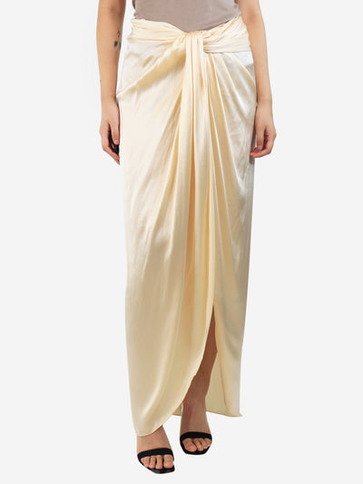 Cream silk midi skirt - size UK 10 Skirts Johanna Ortiz 