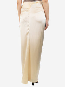 Johanna Ortiz Cream silk midi skirt - size UK 10