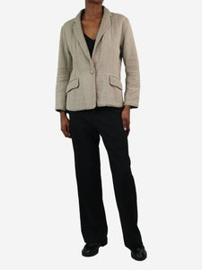 Haat Issey Miyake Beige single-buttoned textured jacket - Brand size 2