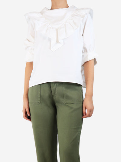 White cotton ruffled blouse - size UK 10 Tops Atlantique Ascoli 