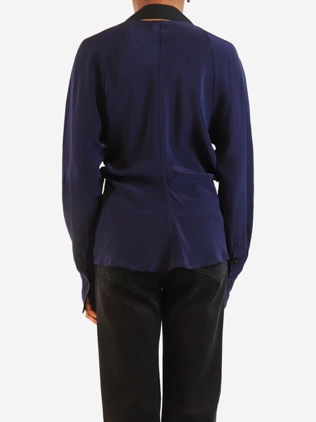Blue silk shirt - size XS alternate image