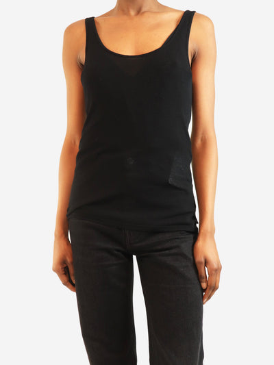 Black sheer ribbed tank top - size XS Tops Saint Laurent 