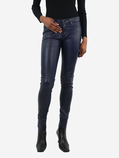 Dark blue leather jeans - size S Trousers Mon & Pau 