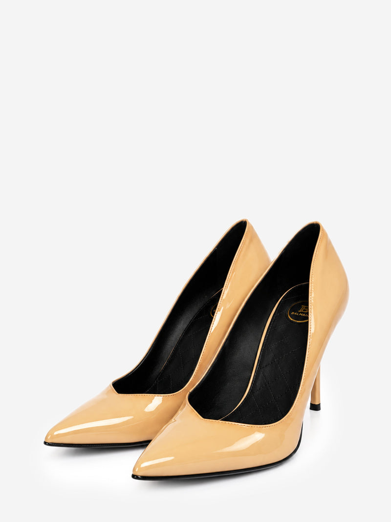 Neutral patent leather pointed-toe pumps - size EU 38 Heels Balmain 