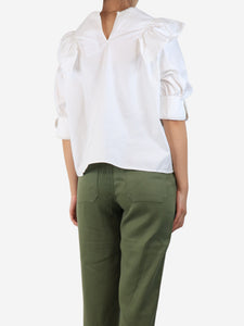 Atlantique Ascoli White cotton ruffled blouse - size UK 10