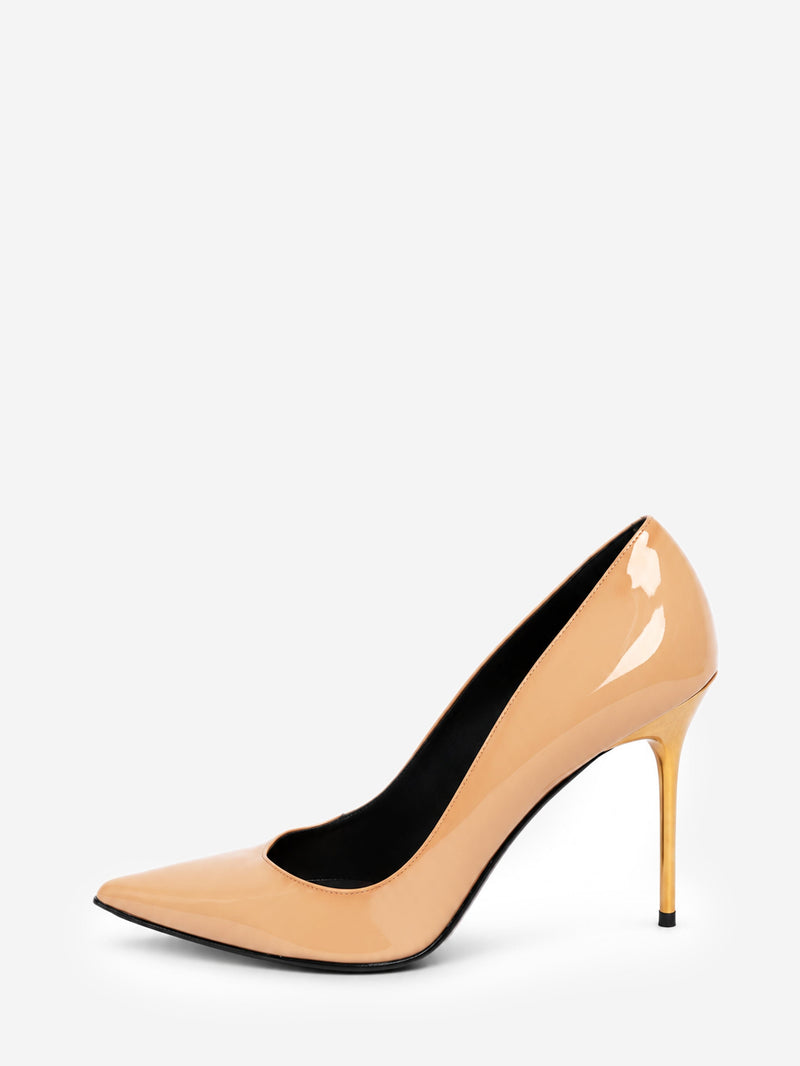 Neutral patent leather pointed-toe pumps - size EU 38 Heels Balmain 