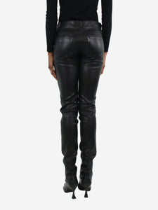 Joseph Black leather stretch trousers - size UK 10