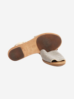 Neutral diamante sandals - size EU 37 Flat Sandals Brunello Cucinelli 