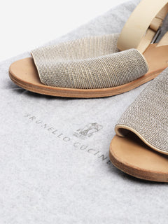 Neutral diamante sandals - size EU 37 Flat Sandals Brunello Cucinelli 