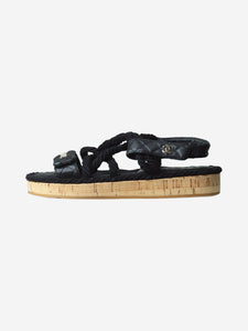 Chanel Black quilted rope sandals - size EU 37