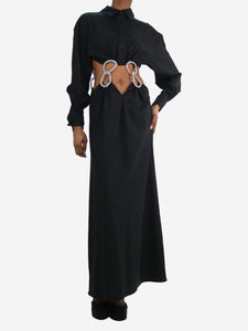 Christopher Esber Black crystal-embellished cutout wool maxi dress - size XS