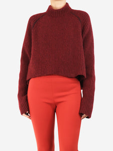 Celine Burgundy ribbed cashmere jumper - size S