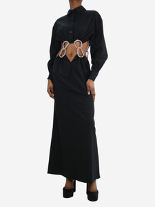 Christopher Esber Black crystal-embellished cutout wool maxi dress - size XS