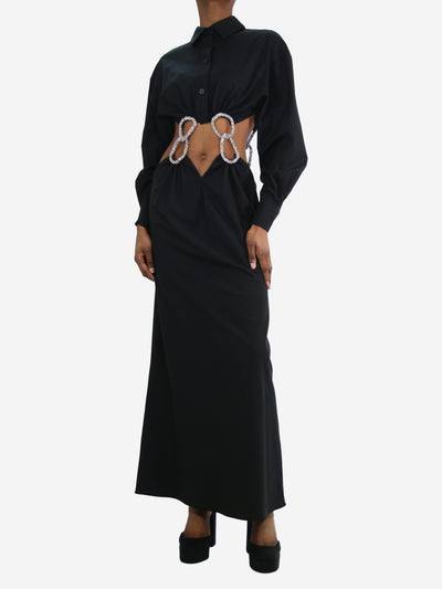 Black crystal-embellished cutout wool maxi dress - size XS Dresses Christopher Esber 