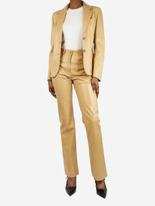 Celine Beige leather two-piece suit set - size UK 8