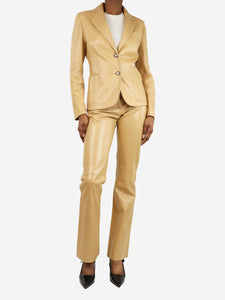 Celine Beige leather two-piece suit set - size UK 8