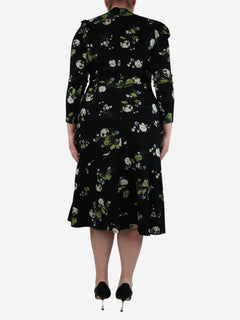 Black floral printed jersey midi dress - size UK 14 Dresses Erdem 