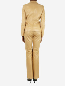 Celine Beige leather two-piece suit set - size UK 8