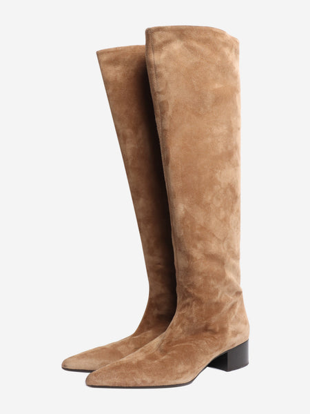 Brown suede knee-high boots - size EU 39 alternate image