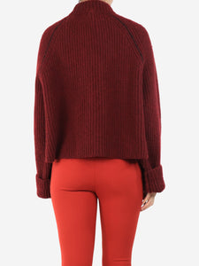 Celine Burgundy ribbed cashmere jumper - size S