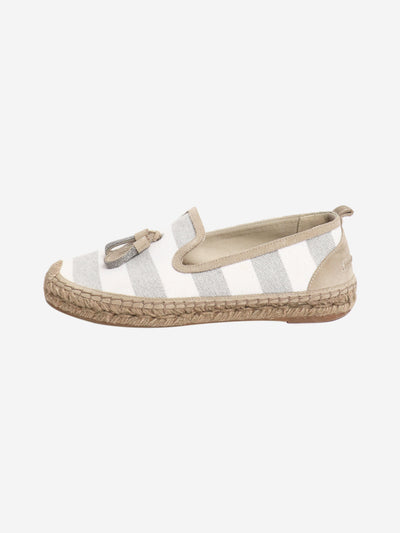 Grey and white striped espadrilles - size EU 38