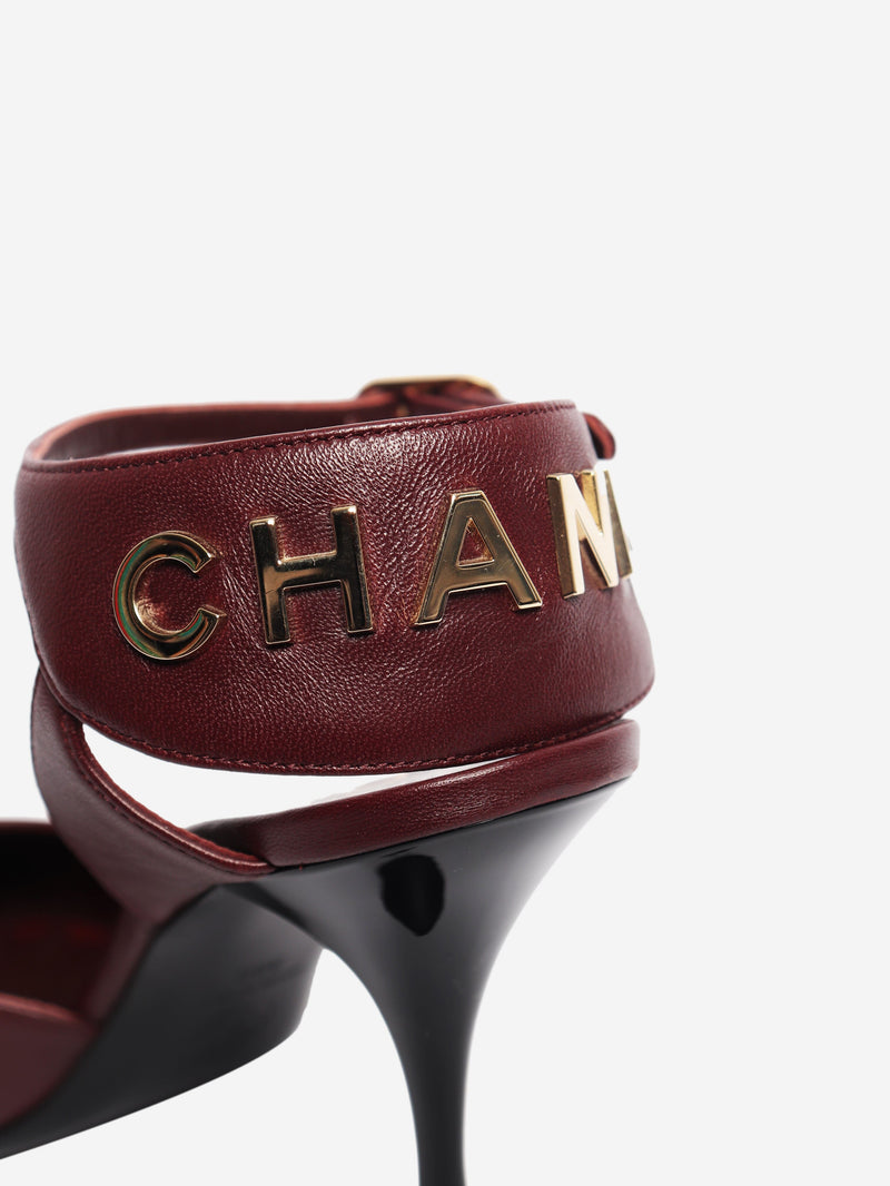 Burgundy leather and velvet cap-toe Mary Jane pumps - size EU 39 Heels Chanel 