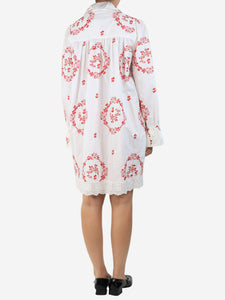 Simone Rocha White and red floral embroidered shirt dress - size UK 10