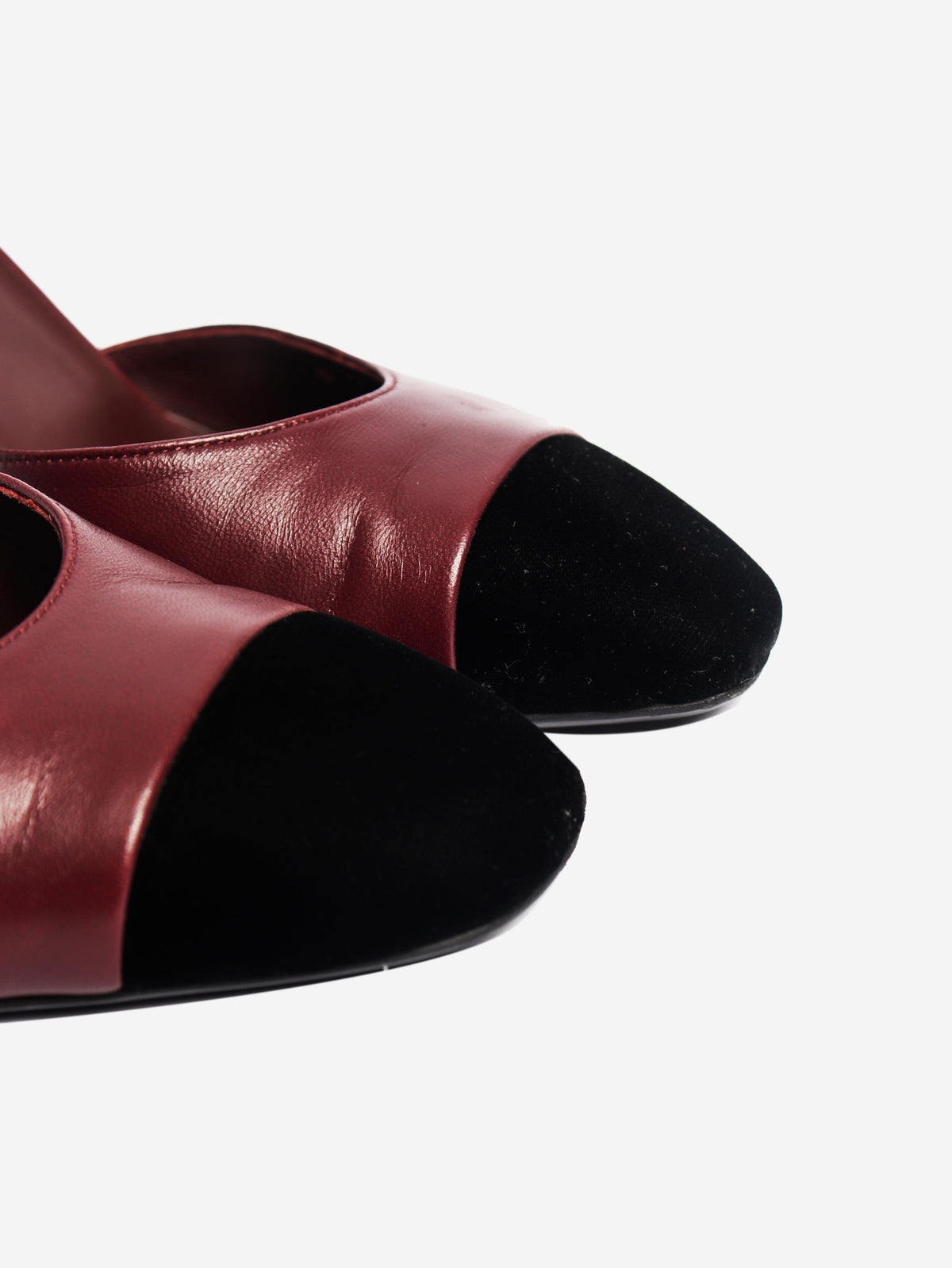 Burgundy leather and velvet cap-toe Mary Jane pumps - size EU 39 Heels Chanel 