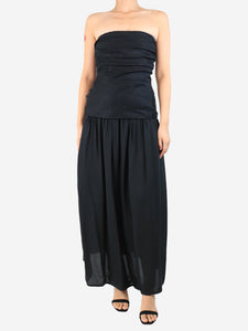Faithfull The Brand Black strapless linen midi dress - size S